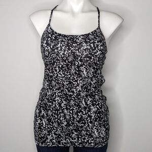 Lululemon Power Pose Black White Tank Light Support In Chirasu Black 8